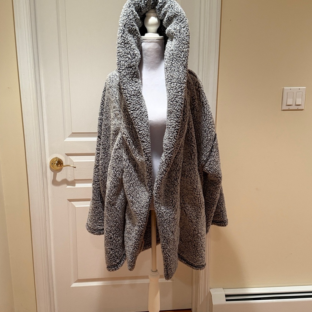 Sundance Pink and Gray Sherpa Open Hoodie Jacket